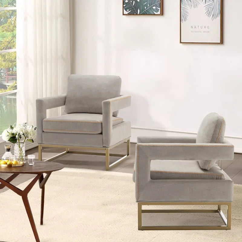 Fauteuil d'appoint rembourré moderne avec pieds en métal, multicolore