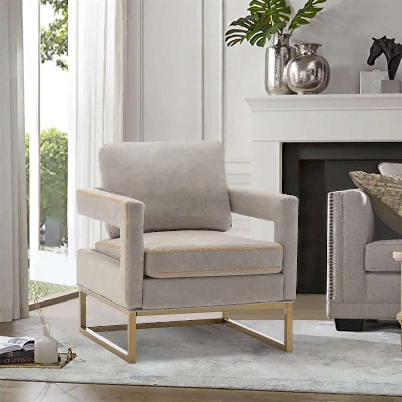 Fauteuil d'appoint rembourré moderne avec pieds en métal, multicolore