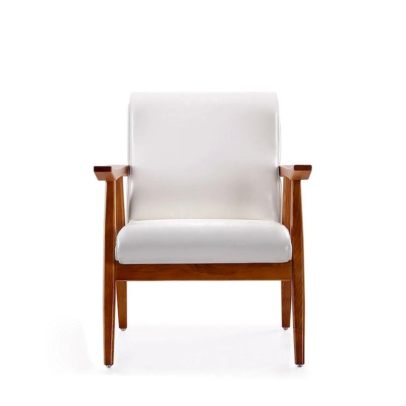 Fauteuil d'appoint noir en similicuir style Mid-Century Modern avec cadre en bois de hêtre