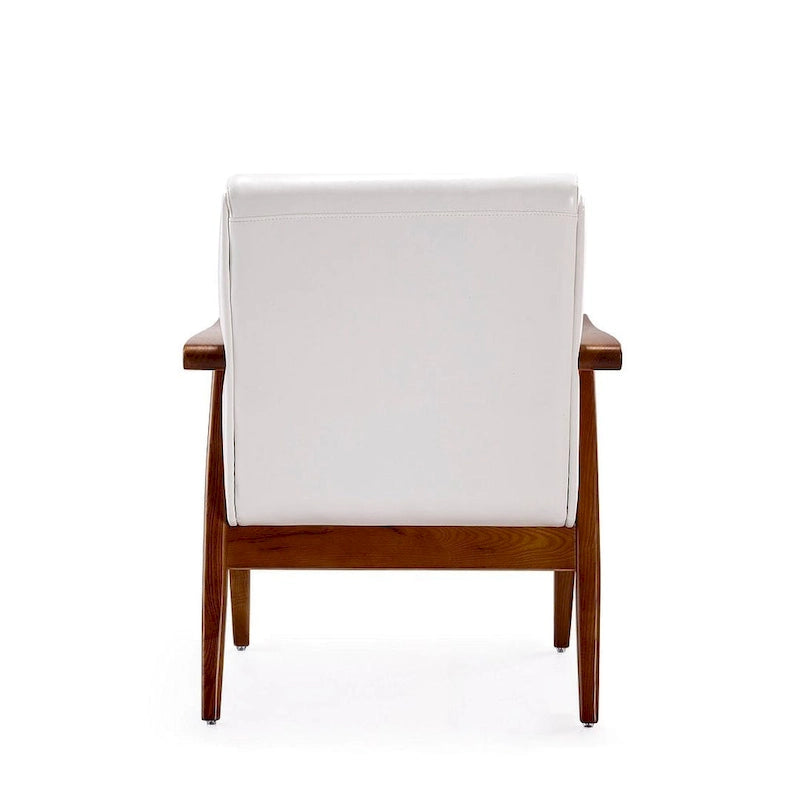 Fauteuil d'appoint noir en similicuir style Mid-Century Modern avec cadre en bois de hêtre