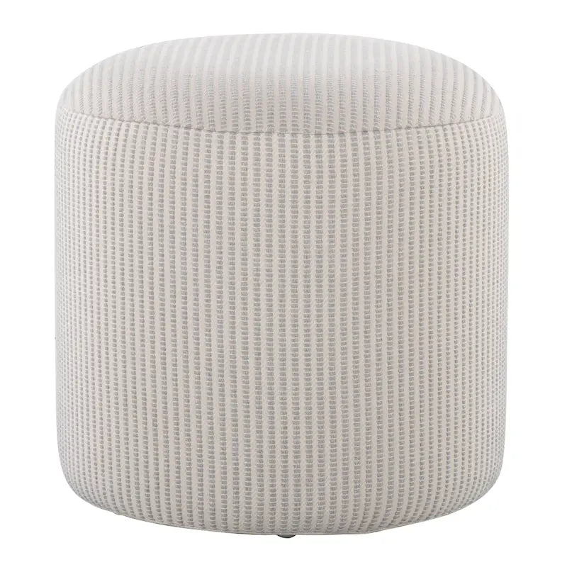 Pouf en coton tricoté rond avec rembourrage en mousse, gris et bleu