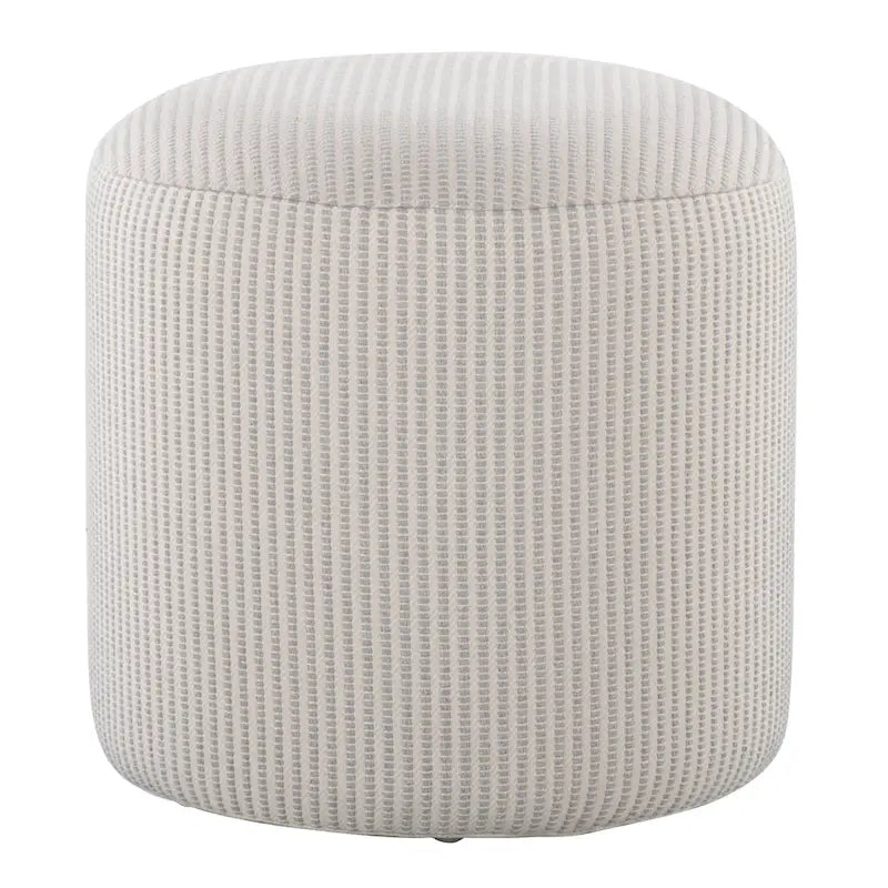Pouf en coton tricoté rond avec rembourrage en mousse, gris et bleu