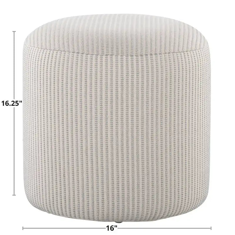 Pouf en coton tricoté rond avec rembourrage en mousse, gris et bleu