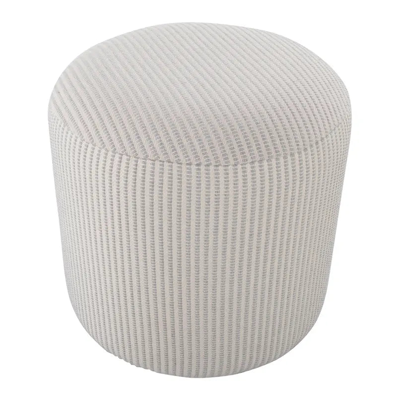 Pouf en coton tricoté rond avec rembourrage en mousse, gris et bleu