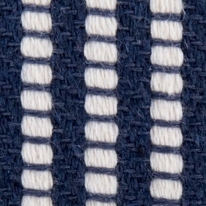 Pouf en coton tricoté rond avec rembourrage en mousse, gris et bleu