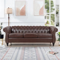 Canapé Chesterfield 3 places en similicuir avec dossier capitonné et clous décoratifs