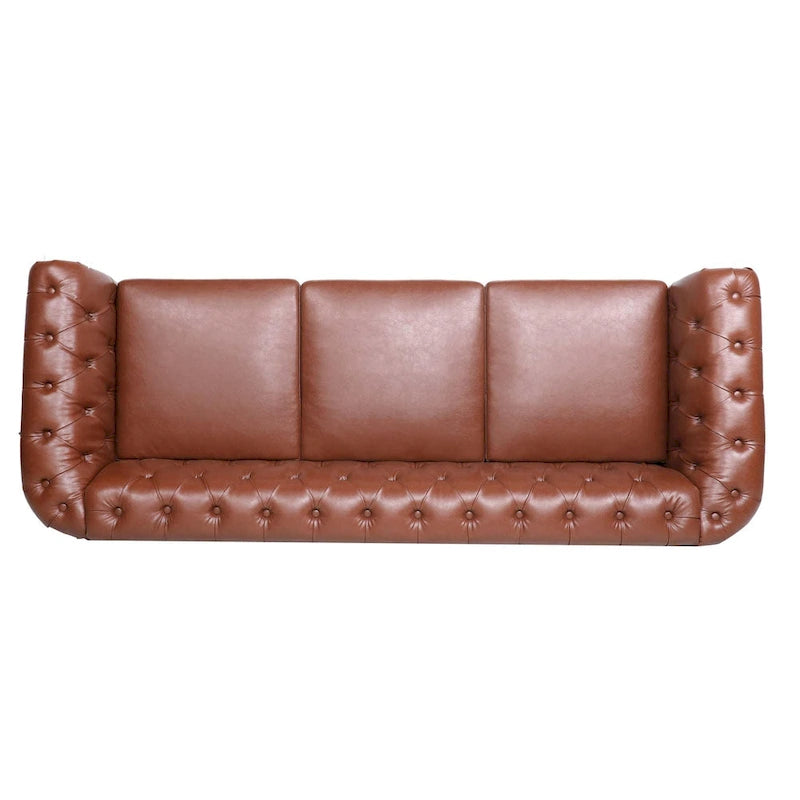 Canapé Chesterfield 3 places en similicuir avec dossier capitonné et clous décoratifs