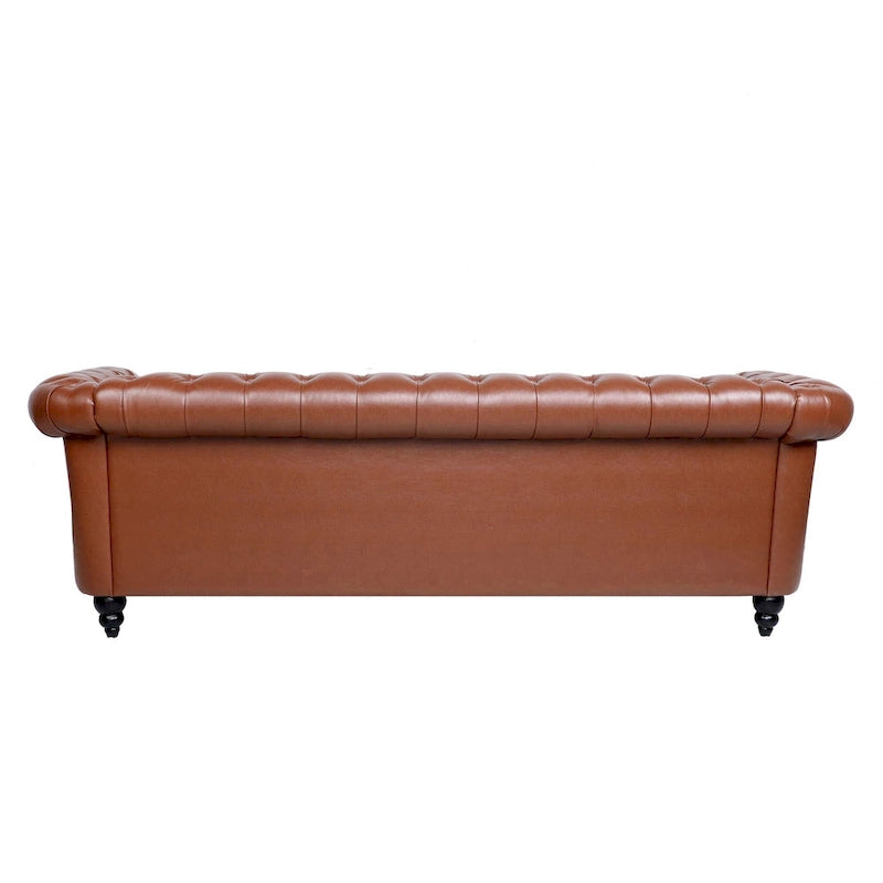 Canapé Chesterfield 3 places en similicuir avec dossier capitonné et clous décoratifs
