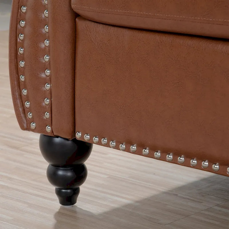 Canapé Chesterfield 3 places en similicuir avec dossier capitonné et clous décoratifs