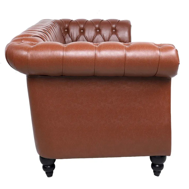 Canapé Chesterfield 3 places en similicuir avec dossier capitonné et clous décoratifs