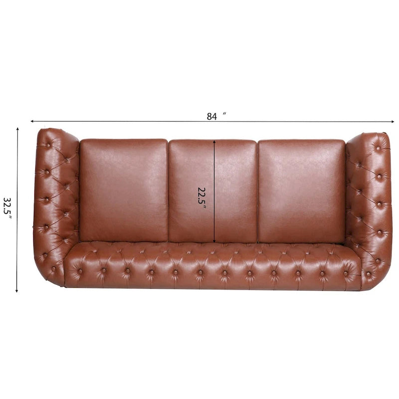 Canapé Chesterfield 3 places en similicuir avec dossier capitonné et clous décoratifs