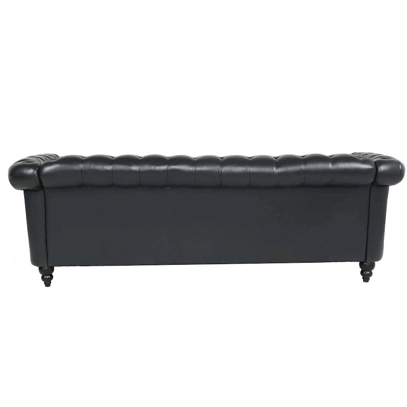 Canapé Chesterfield 3 places en similicuir avec dossier capitonné et clous décoratifs