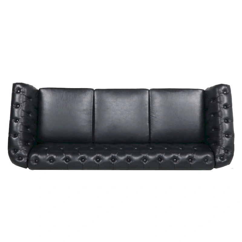 Canapé Chesterfield 3 places en similicuir avec dossier capitonné et clous décoratifs