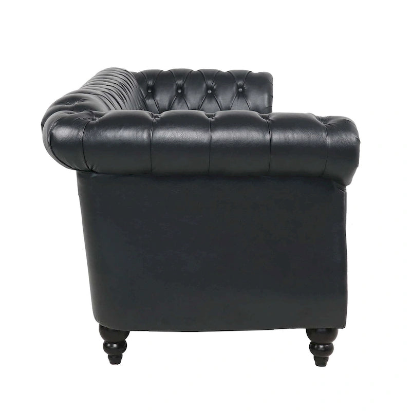 Canapé Chesterfield 3 places en similicuir avec dossier capitonné et clous décoratifs