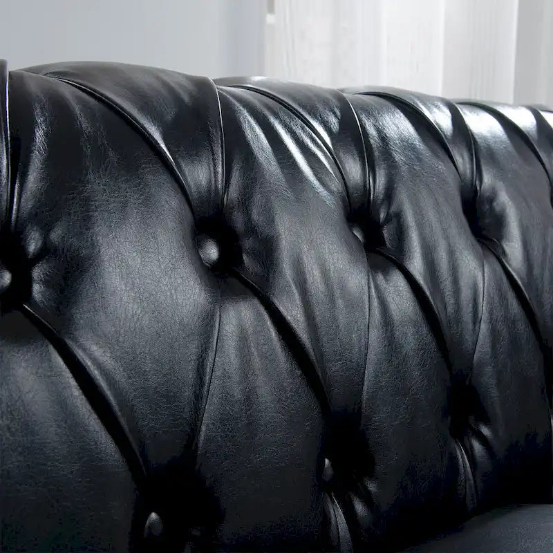 Canapé Chesterfield 3 places en similicuir avec dossier capitonné et clous décoratifs