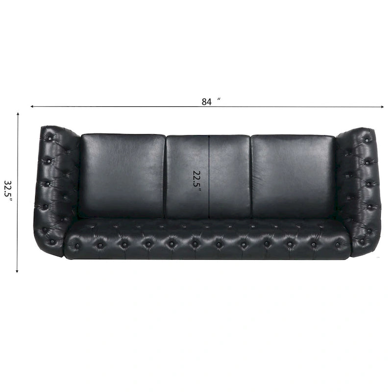 Canapé Chesterfield 3 places en similicuir avec dossier capitonné et clous décoratifs