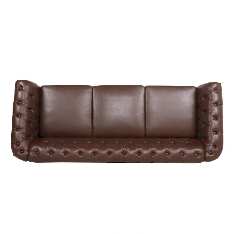 Canapé Chesterfield 3 places en similicuir avec dossier capitonné et clous décoratifs