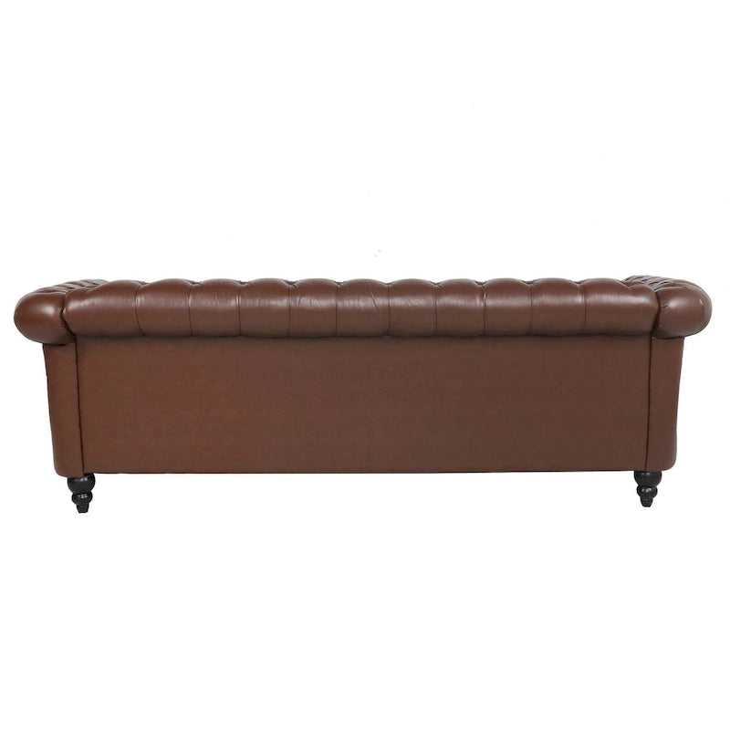 Canapé Chesterfield 3 places en similicuir avec dossier capitonné et clous décoratifs