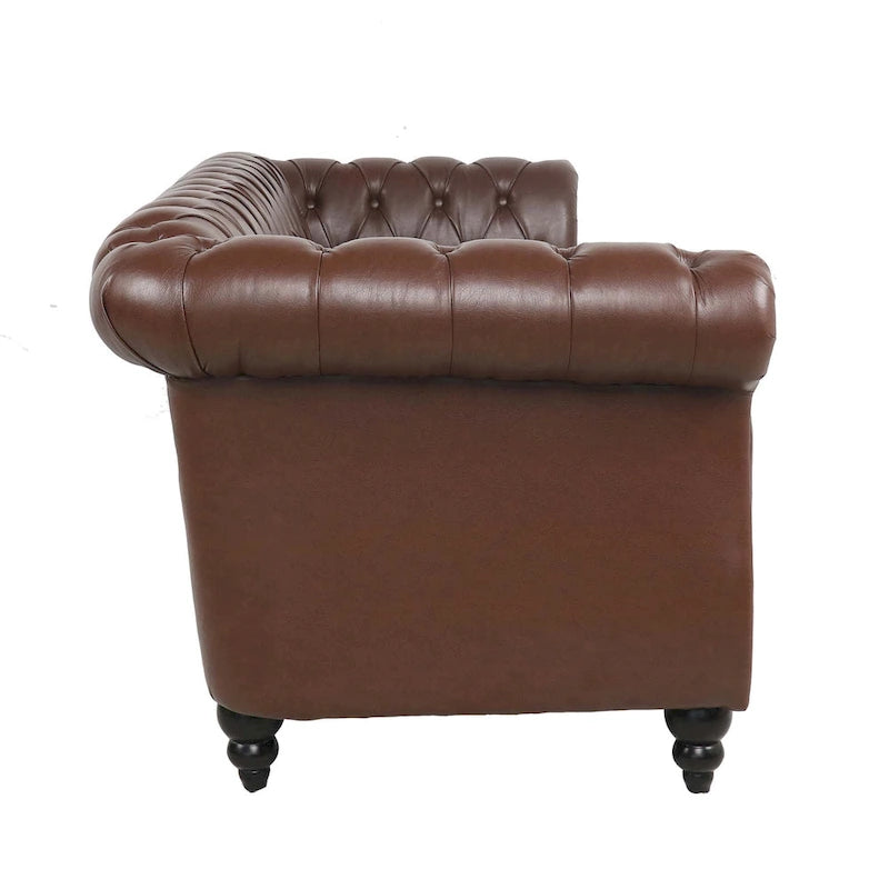Canapé Chesterfield 3 places en similicuir avec dossier capitonné et clous décoratifs