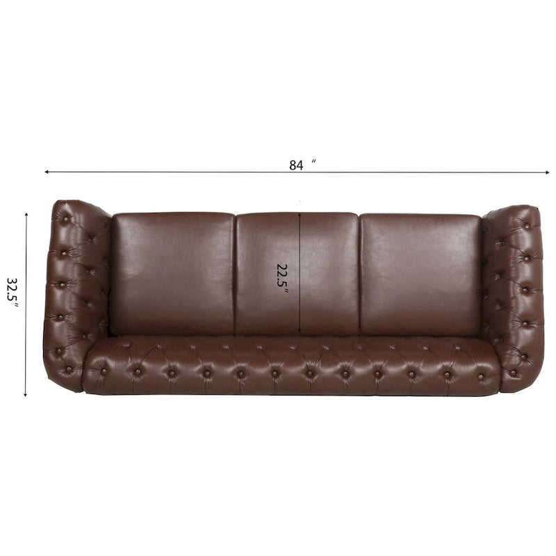 Canapé Chesterfield 3 places en similicuir avec dossier capitonné et clous décoratifs