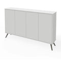 Armoire de rangement blanche de 60 pouces avec étagères réglables et pieds en métal inclinés
