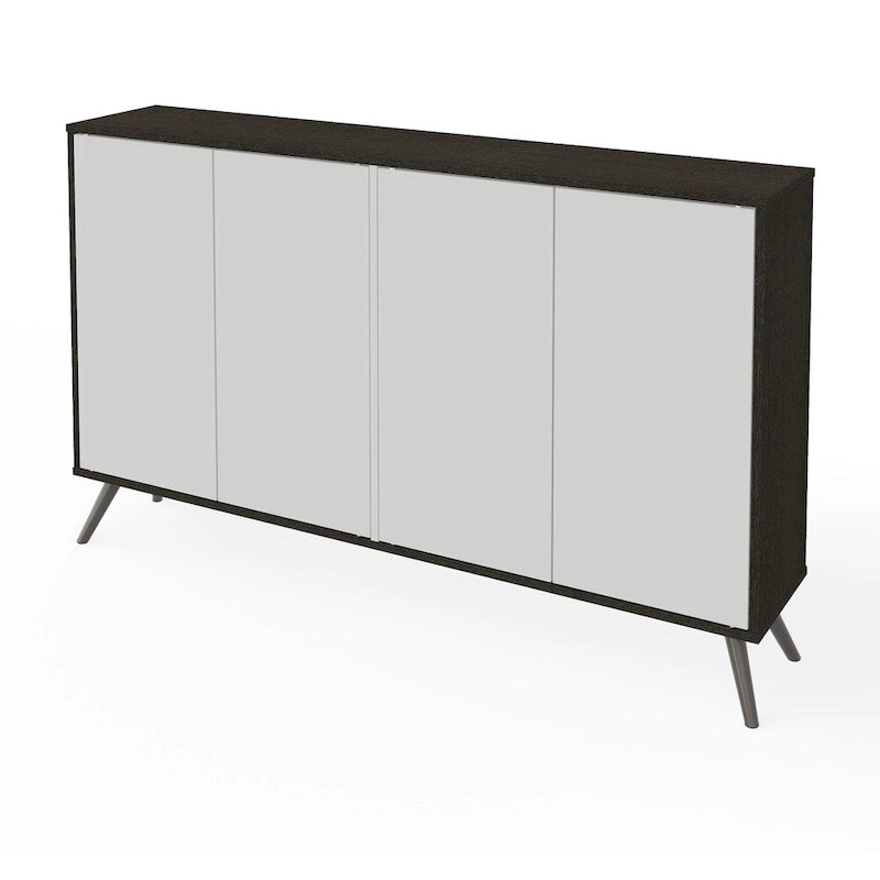 Armoire de rangement blanche de 60 pouces avec étagères réglables et pieds en métal inclinés