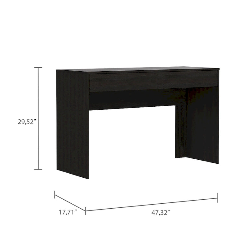Bureau informatique 2 tiroirs sans poignée, noir, beige,, gris