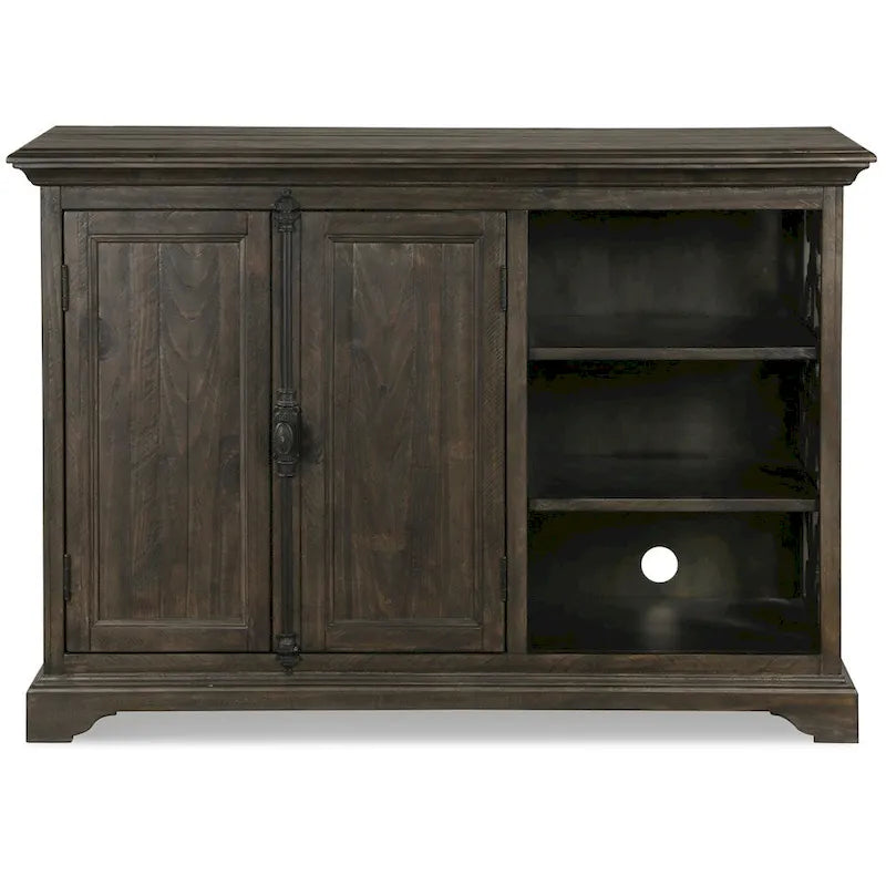 Meuble d'imprimante en bois poivré patiné traditionnel avec portes de rangement