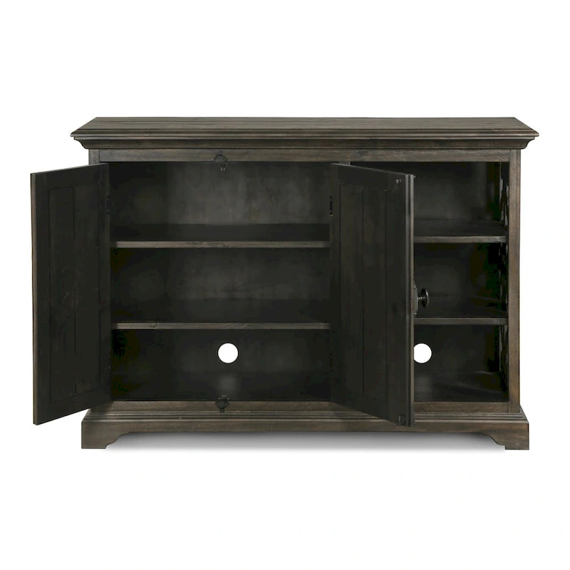 Meuble d'imprimante en bois poivré patiné traditionnel avec portes de rangement
