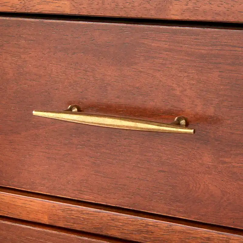 Table de chevet à 3 tiroirs du milieu du siècle avec poignées en laiton antique Chêne Blanc Noir
