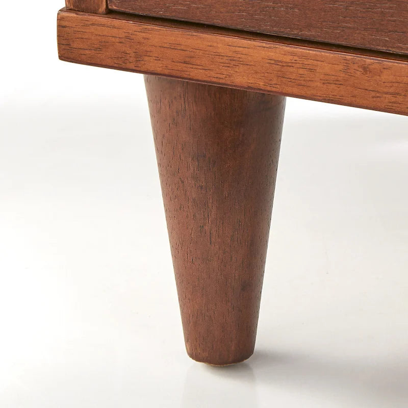 Table de chevet à 3 tiroirs du milieu du siècle avec poignées en laiton antique Chêne Blanc Noir