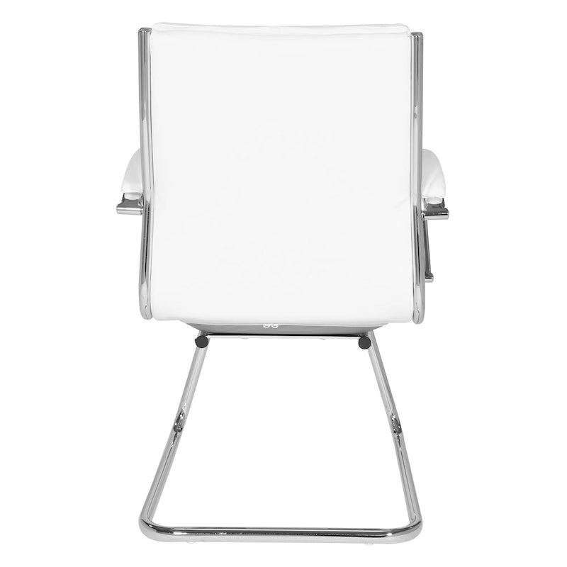 Fauteuil visiteur mi-dossier en similicuir avec accoudoirs rembourrés et piètement luge chromé