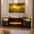 Meuble TV de cheminée de 70 po avec foyer électrique de 36 po et lumières DEL 16 couleurs, noir