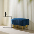 Banc rembourré en velours capitonné moderne avec pieds en métal doré