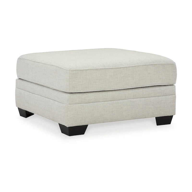 Grand pouf carré d'appoint, coussin moelleux rembourré gris clair, pieds aspect bois