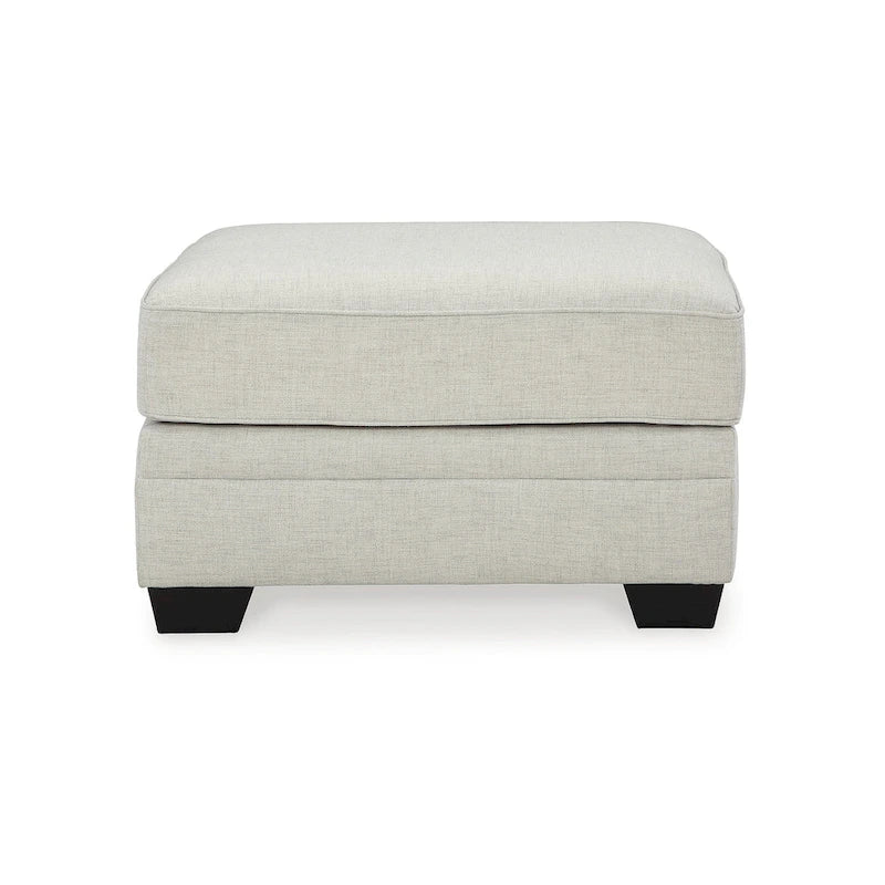 Grand pouf carré d'appoint, coussin moelleux rembourré gris clair, pieds aspect bois