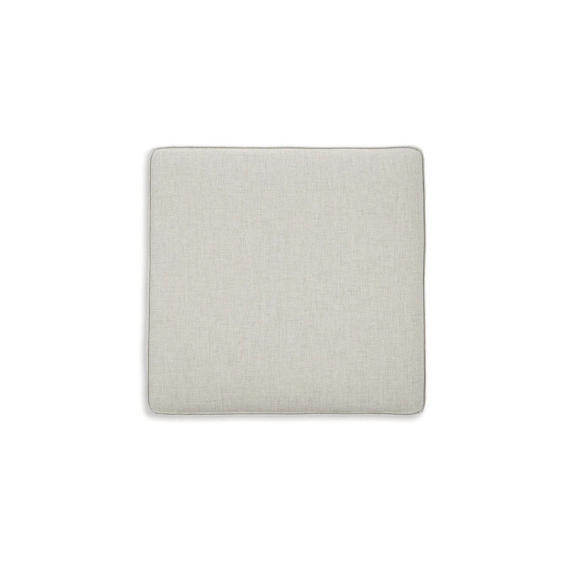 Grand pouf carré d'appoint, coussin moelleux rembourré gris clair, pieds aspect bois