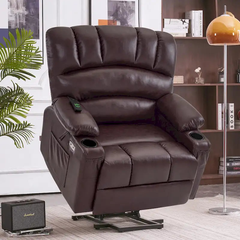Fauteuil inclinable releveur électrique avec massage, chaleur et siège large Gris