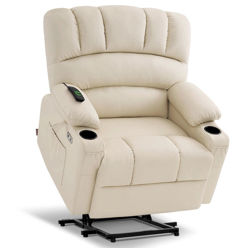 Fauteuil inclinable releveur électrique avec massage, chaleur et siège large Gris
