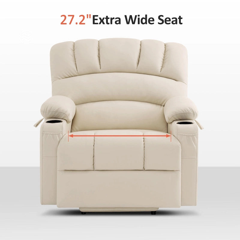 Fauteuil inclinable releveur électrique avec massage, chaleur et siège large Gris