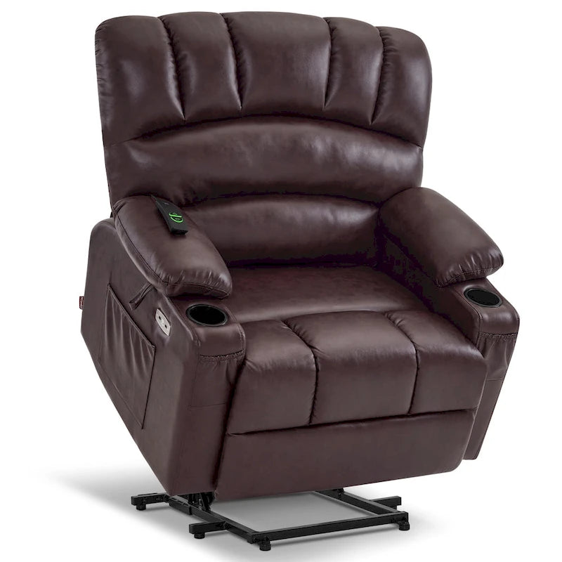 Fauteuil inclinable releveur électrique avec massage, chaleur et siège large Gris