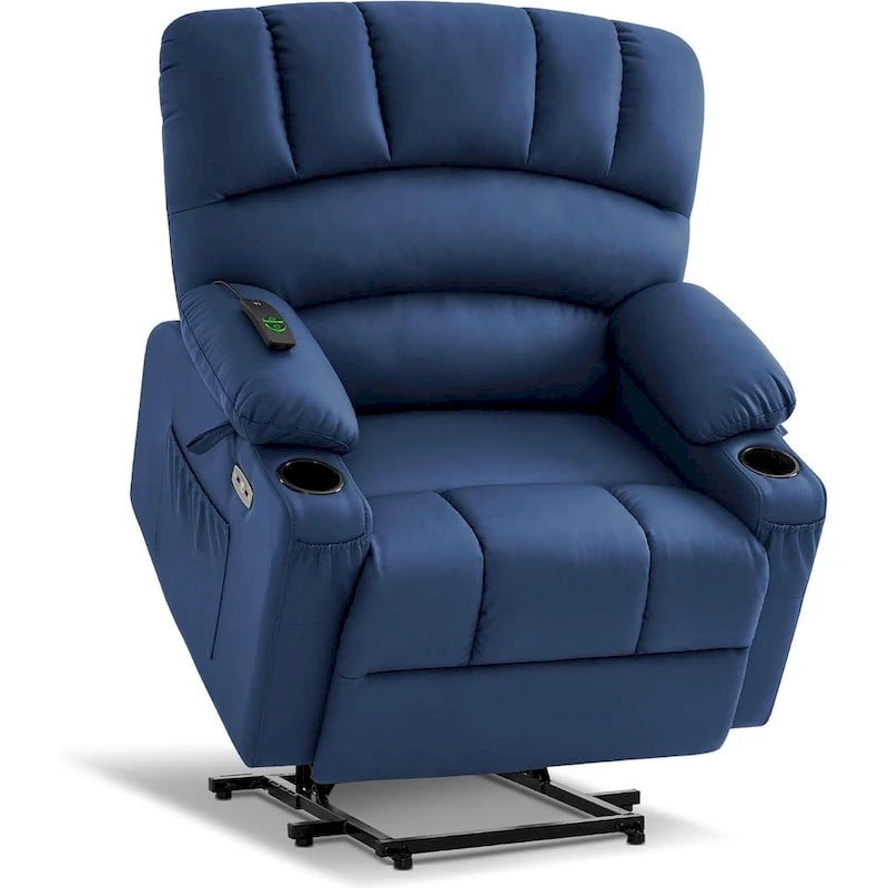 Fauteuil inclinable releveur électrique avec massage, chaleur et siège large Gris