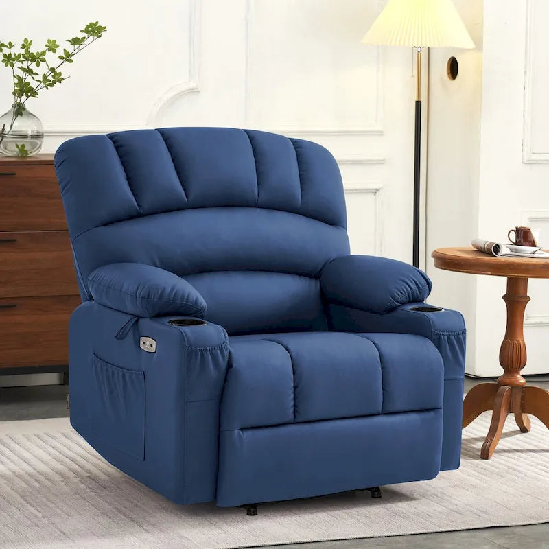 Fauteuil inclinable releveur électrique avec massage, chaleur et siège large Gris