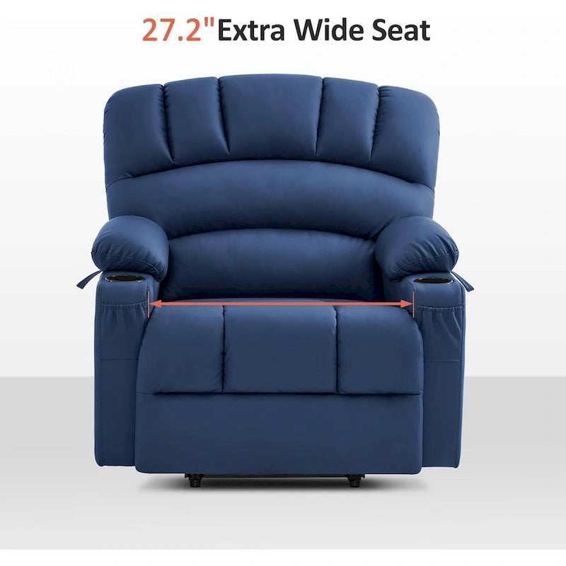 Fauteuil inclinable releveur électrique avec massage, chaleur et siège large Gris