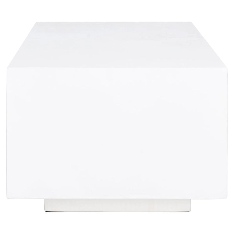 Table basse rectangulaire blanche en faux béton pour salon moderne