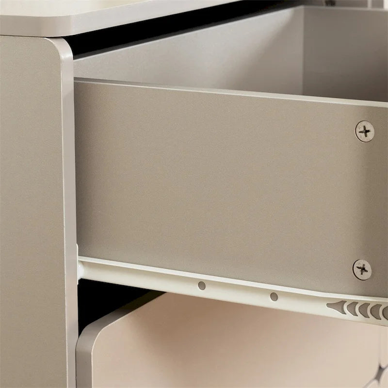 Commode à six tiroirs en bois massif avec espace de rangement Gris clair Gris foncé