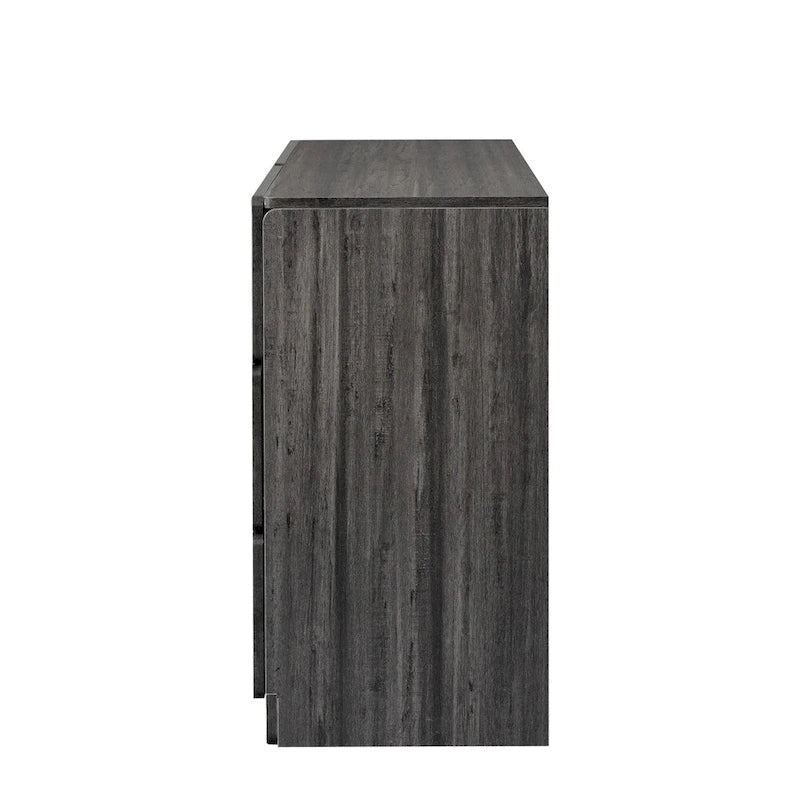 Commode à six tiroirs en bois massif avec espace de rangement Gris clair Gris foncé