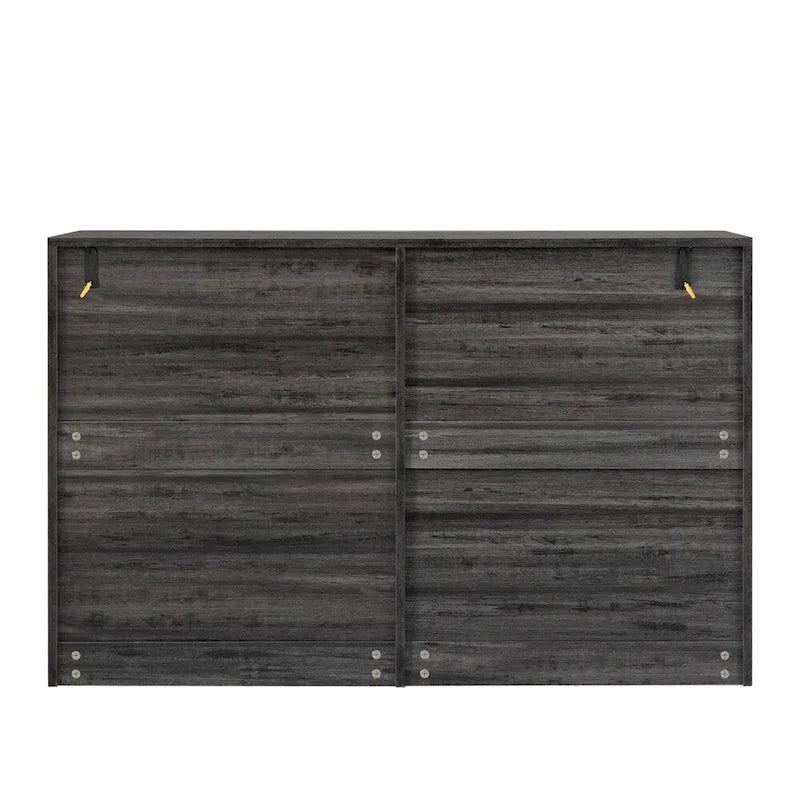 Commode à six tiroirs en bois massif avec espace de rangement Gris clair Gris foncé