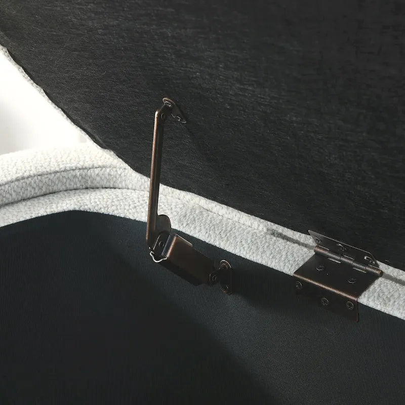 Banc de rangement capitonné en lin avec couvercle à charnière Beige Blanc