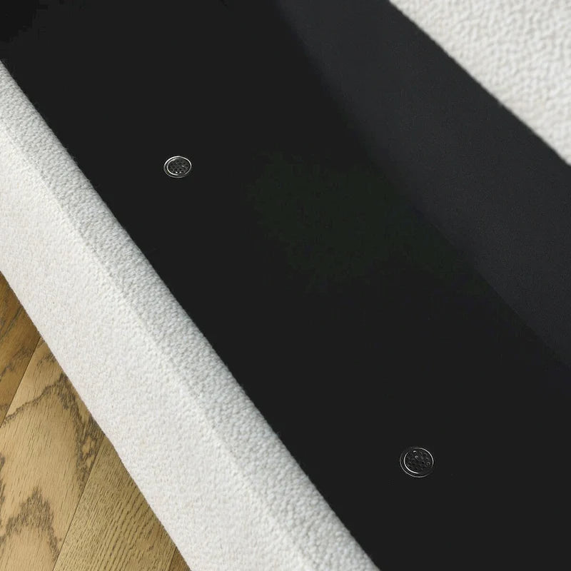 Banc de rangement capitonné en lin avec couvercle à charnière Beige Blanc